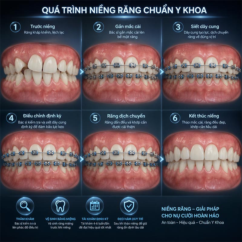 Quá Trình Niềng Răng Diễn Ra Như Thế Nào? Các Bước, Giai Đoạn & Thời Gian 2 quá trình niềng răng