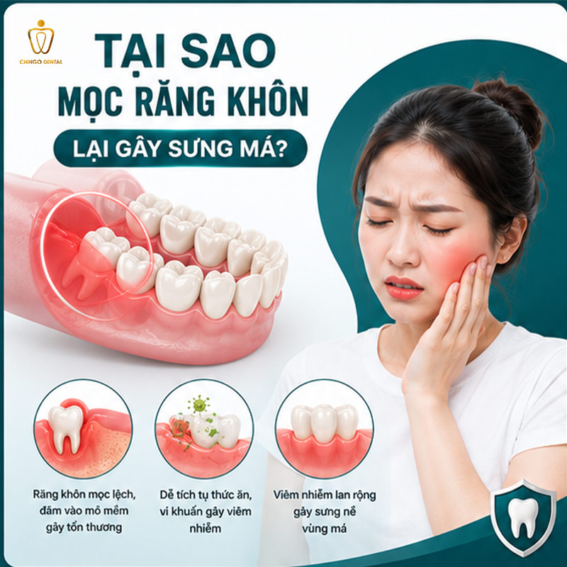 Mọc Răng Khôn Bị Sưng Má: Nguyên Nhân, Cách Giảm Đau Và Khi Nào Cần Đến Nha Khoa 1 mọc răng khôn bị sưng má