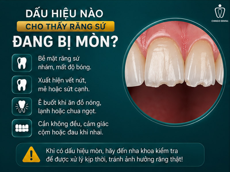 Răng Sứ Có Bị Mòn Không? Sự Thật Và Cách Bảo Vệ Hiệu Quả Lâu Dài 4 dấu hiệu nào cho thấy răng sứ đang bị mòn